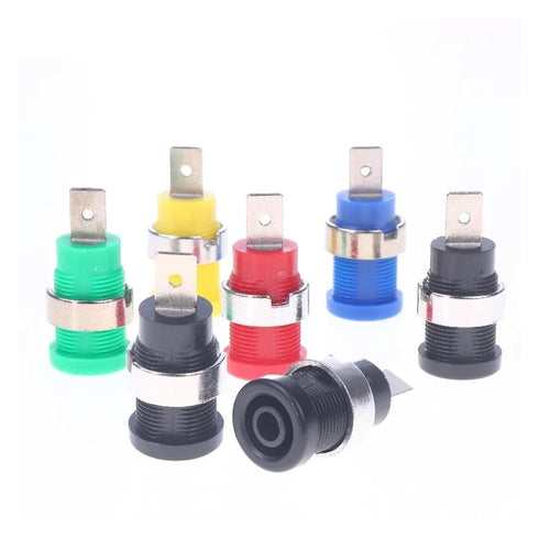 Qingdinu 40Pcs 4mm Banana Plug Connectors Panel Mount Socket Binding Post Adapters Ten for Female Jack(Blue)