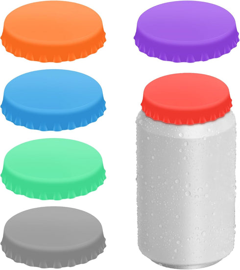 Dirvcp 6 PCS Silicone Soda Can Lids,6 Color BPA-Free Reusable Silicone Can Covers,
