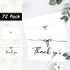 72Pack Set 72Cards, Supplies,46Inch MATJOE Black Bow Thank You Card Includes Black Bow Stickers and White