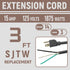 Industries Inc 3-Wire Appliance and Power Tool Cord, 3 ft, 14 AWG, 15A/125V AC, 1875w, Grey, 2pack by GreenProsper