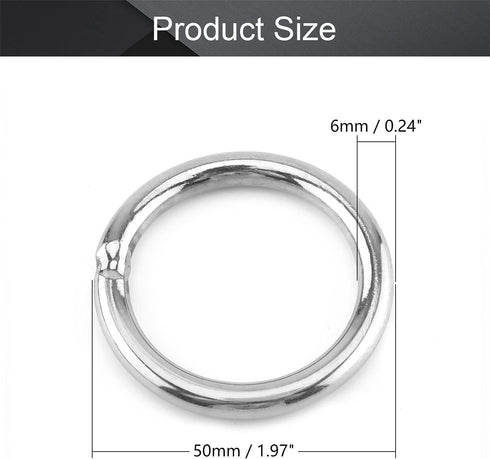 MroMax 8Pcs 201 Stainless Steel O Ring - 1.97" OD x 0.24" Thickness for Hanging Basket Chairs and Plants