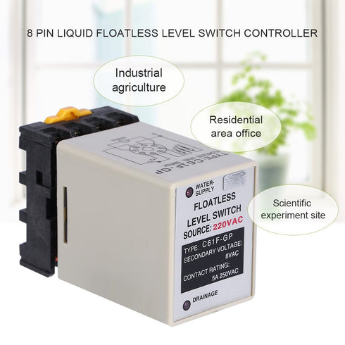 Level Switch Controller C61F-GP, AC220V 50/60HZ Liquid Floatless Level Switch with Base