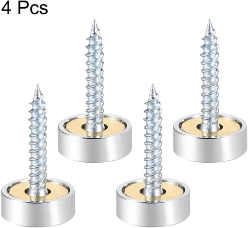 uxcell Mirror Screws Decorative Caps Cover Nails, Polished Stainless Steel, 14mm, 4pcs