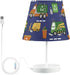 Krafig Garbage Trucks and Trash Bins Table Lamp Nightstand Lamp with Linen Fabric