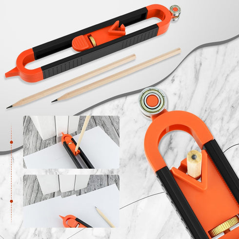 1 Pack Precise Contour Scribe Tool with 2 Pencils, Adjustable Lock for Woodworking Finish Carpenter