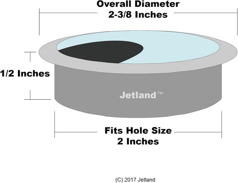 Jetland Desk Grommet for Wire Organizer - Matte Silver, Fits 2" Hole, GMS53, 2-Pack