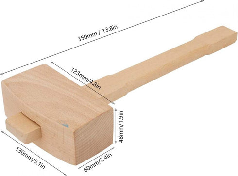 13.8'' Beech Wood Mallet, Manual Ice Hammer, Solid Carpenter Wooden Hammer for Woodworking