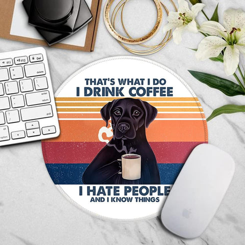 HANTUONE Funny Dog Round Mouse Pad with Non-Slip Rubber and Stitched Edges, Desk Accessories for Women, Friends, Dog