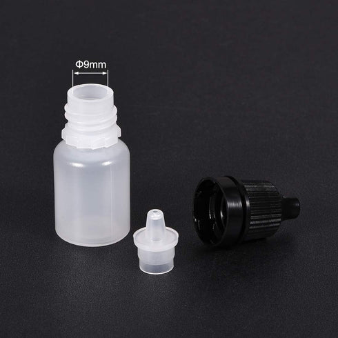 50 Pcs 5ml Plastic Dropper Bottles, Empty Squeezable Liquid Drop Bottles with Black Cap for Solvents