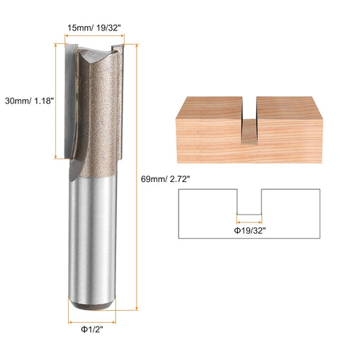 1/2 Inch 19/32" 2 1.18 Inch YG6 HARFINGTON Straight Router Bit Shank Cutting Dia, Flutes Cutting Length Carbide Cutter