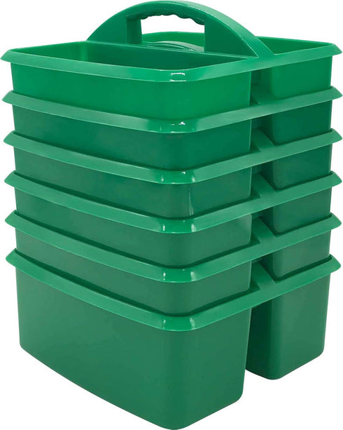 Teacher Created Resources Green Portable Plastic Storage Caddy 6-Pack for Classrooms, Kids Room, Office Organization