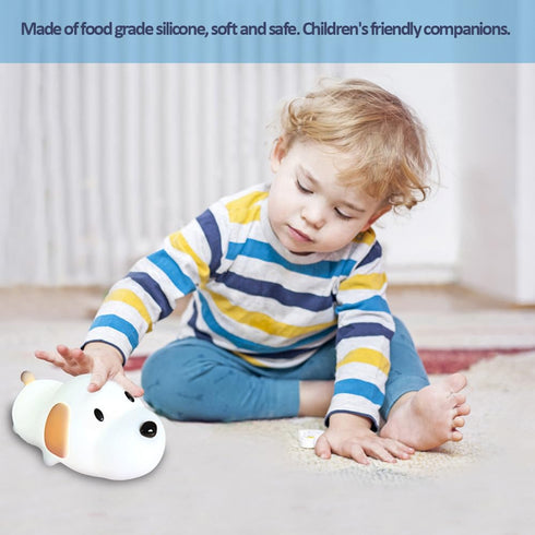 Myratts Dimmable Led Cute Dog Night Light, Nursery Puppy Kawaii Lamps, Super Squishy Silicone USB Rechargeable Touch