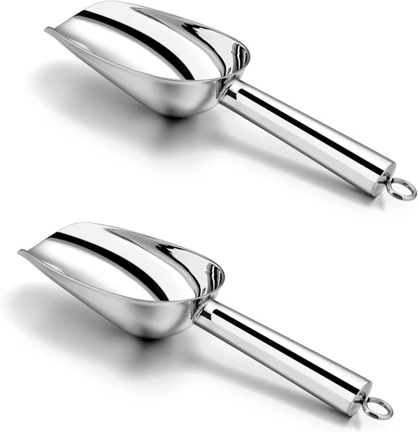P&P CHEF Mini Scoop Set of 2, Stainless Steel Small Candy Sweet Ice Cube Scoops for Home Bar Buffet (Silver, 3 Oz)