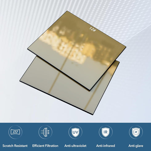 5pcs 12 4.5" 5.25" TRQWH Welding Glass Lens Shade Gold Hardened Glass Lens x Welding Hood Darkening Filter
