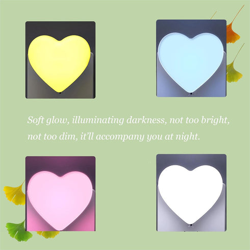 Cute Night Lights, Heart Shape Nursery Nightlight with Light Sensors, Auto Dusk to Dawn Sensor, Soft Warm White, Ideal