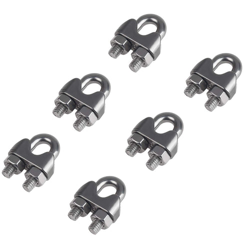 10PCS 1/4 Inch M6 Stainless Steel Wire Rope Cable Clip Clamp