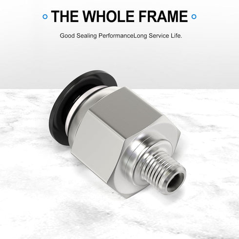 TAILONZ PNEUMATIC Male Straight Push to Connect Fittings PC4-M6 (Pack of 2) - 4mm Tube OD x M6 Thread