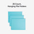 Smead Standard Hanging File Folders, Aqua Blue, 25 Count, Letter Size, 1/5-Cut Adjustable Tabs (64058)
