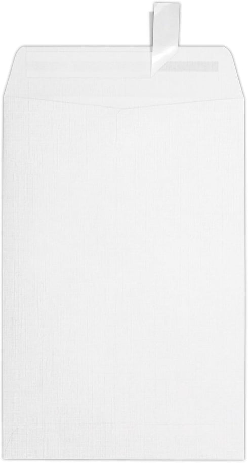 LUXPaper Open End Envelopes | White Linen | 6 x 9 | Peel & Press | 80lb. Text | 50 Qty