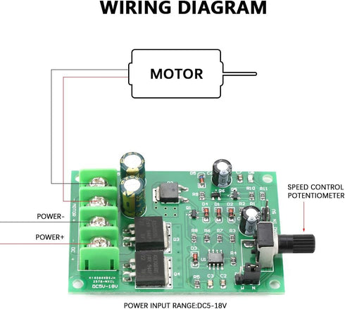 YWBL-WH DC5-18V Motor Speed Controller | High Power PWM DC Motor Driver Board