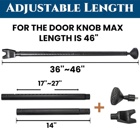 2 Pack 2-in-1 Jammer Door Security Bars, Anti-Slip Heavy Duty Door Stoppers Sliding Patio Bar, Adjustable Barricade