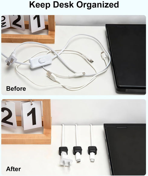 Art3d 8 Pack Magnetic Cable Clips, Black Cable Management Accessories, Cord Smooth Adjustable & Adhesive Backing Cord