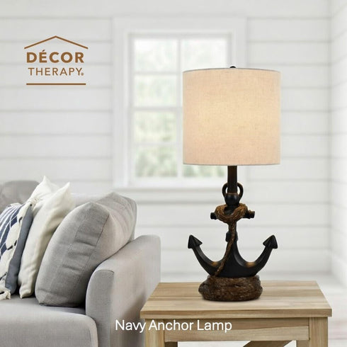 40W, (8" 8" 16" Decor Therapy Anchor Resin Accent Lamp, Easy on/Off Push-Through Light Switch, Coastal Style, Energy