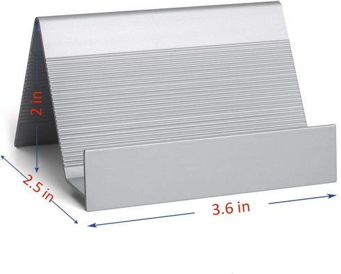 Business Card Holder Aluminum Display Stand - High-end Desktop Organizer, Silver, 1 Pack