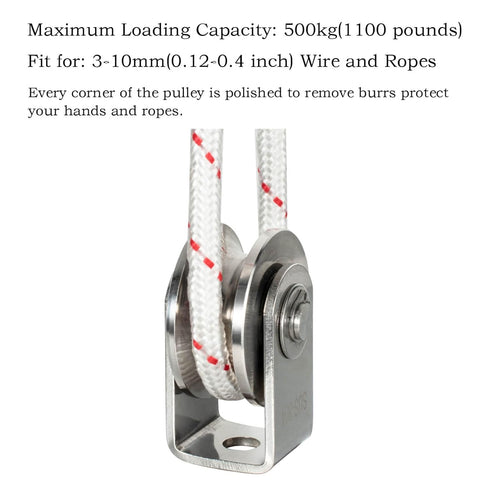 Heavy Duty Cable Pulley Wheel, Fixed Pulley Block for Gym Equipment, Lifting, Winch, Loading 1000lb (1 Pack)