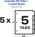 Avery 5 Tab Unpunched Dividers, Customizable White Tabs, Easy Print & Apply, 5 Sets