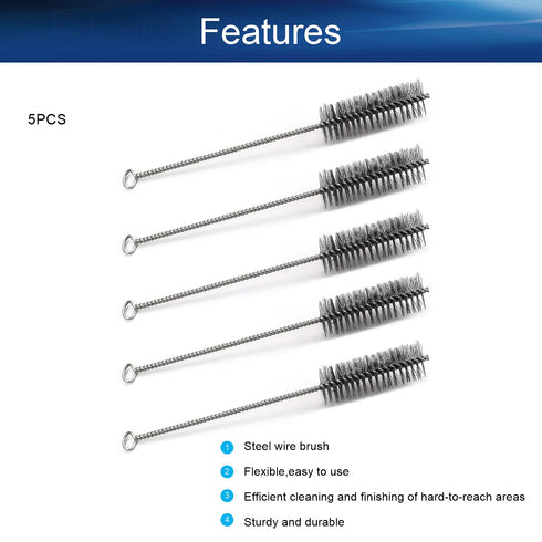 Bettomshin 5Pcs Steel Wire Cleaning Brush, 1.0-inch Diameter, 12-inch Length Tube Cleaning Tool