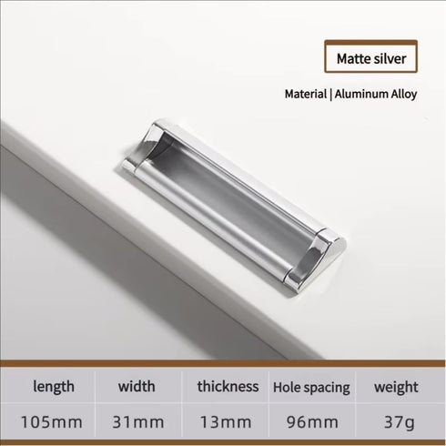 Generic silver-105mm) Cabinet Handle Modern Minimalist Matte Silver Drawer Wardrobe Aluminum Alloy Handle Bedside Table