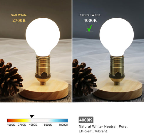 6 Pack G25(G80) Globe LED Light Bulbs, 5W Dimmable 40 Watt Equivalent, 500LM, E26 Base, 4000K Neutral White