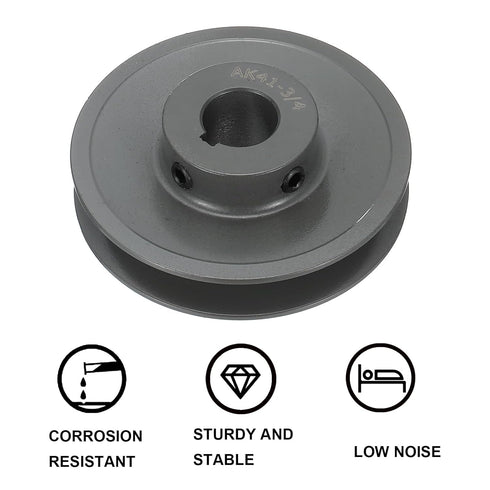 uxcell AK41-3/4 V-Belt Sheave, 3/4"Bore 3.95"OD Single Groove Web Sheave, Cast Iron for Belt Section