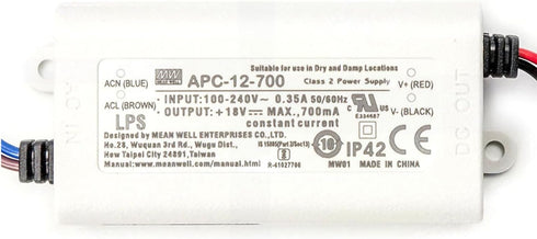 DynMach APC-12-700 12.6W, 9-18V, 700mA, 90-264VAC/127-370VDC Compact LED Driver, Constant Current, - Ideal for Smart