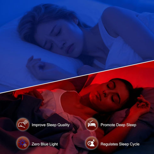 670nm 2 Pack echosari Red & Warm White Light Night Light for Sleep, Red Night Lights with Dusk to Dawn Sensor, LED