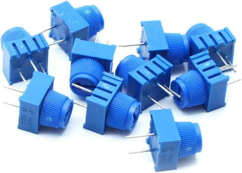 Sscon 10Pcs 1K Breadboard Trim Potentiometer with Knob, 3386MP-102 (1K), Blue