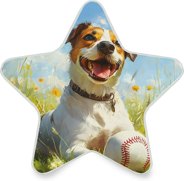 ALAZA Dog Playing Baseball Watercolor Star Shaped LED Night Light Dusk to