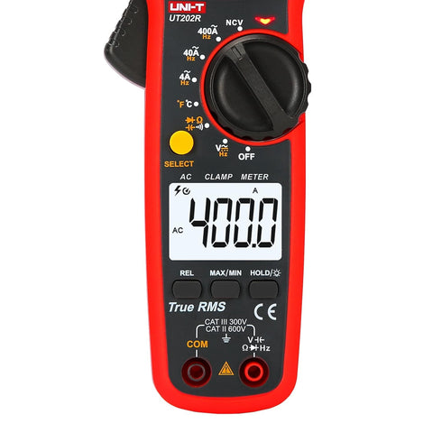 UNI-T Digital Clamp Meter UT202R, AC Current TRMS Volt Amp Ohm Meter, HVAC Clamp On Multimeter, Auto Ranging