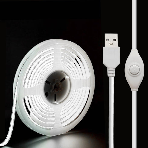 XINGZHI 5V USB LED Strip Lights, 6.56FT COB Light Strip White, Short LED