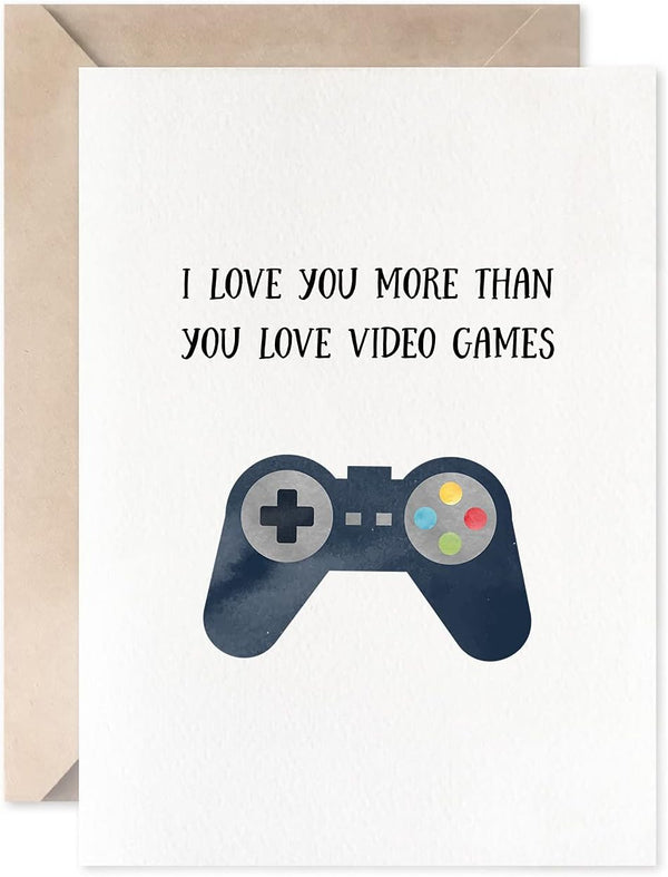 MAGJUCHE I Love You More Than Game Card, Gamer Anniversary Valentine's Day