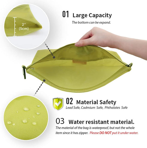 pack all Water-resistant Zipper Pouch, Mesh Zipper Bags for Storage, Travel, Office (Green, Medium)