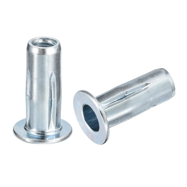 uxcell M8 Multi-Grip Rivet Nuts, 25pcs Pre-Bulbed Shank Flat Head Threaded Insert Nut, Carbon Steel for Construction