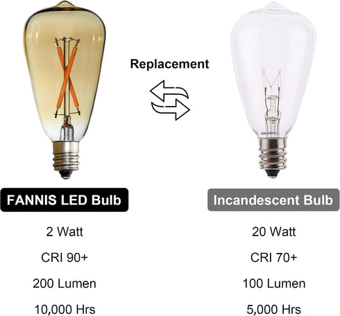 25watt Bulbs, ST38 Bulbs, 6pcs 2200K Repalcement Light Chandelier Wall Sconce Table Lamp Bedroom Living Room Restaurant