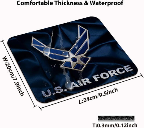 US Air Force Personalized Custom Gaming Mousepad, Rectangle Navy Blue Mouse Pad Office Accessory and Gift