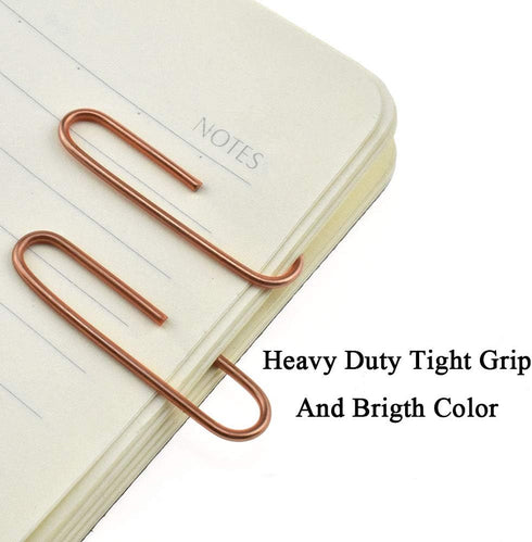 HAHIYO Large Paper Clips, 2 inches Length Rose Gold Vinyl Coated for Bookmarking, 80 Pack