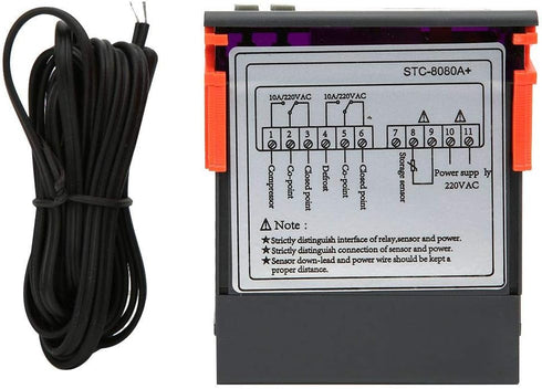 Temperature Controller 10A/220VAC STC-8080A+ Digital Thermostat, Refrigerating Defrosting Temperature Alarm Cooling