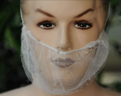 100 Pieces Disposable Nylon Honeycomb Royal Beard Protector Nets, Latex Free (White)