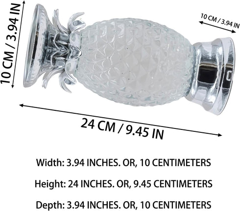 YAKii 9.5" Pineapple LED Color Changing Shine Candle Holder, Kid Safe Battery/USB Operated Table Lamp, Silver