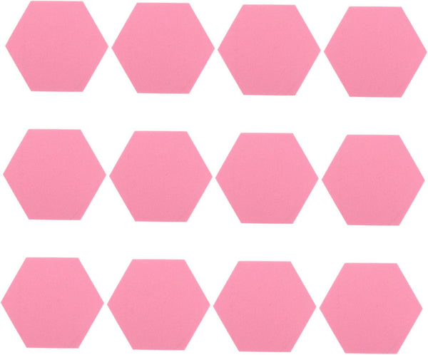 STOBOK 12 Pcs Black Felt Backdrop Wall Sticker with Cork Hexagon Tiles for Self-Adhesive Decorative Memo Board